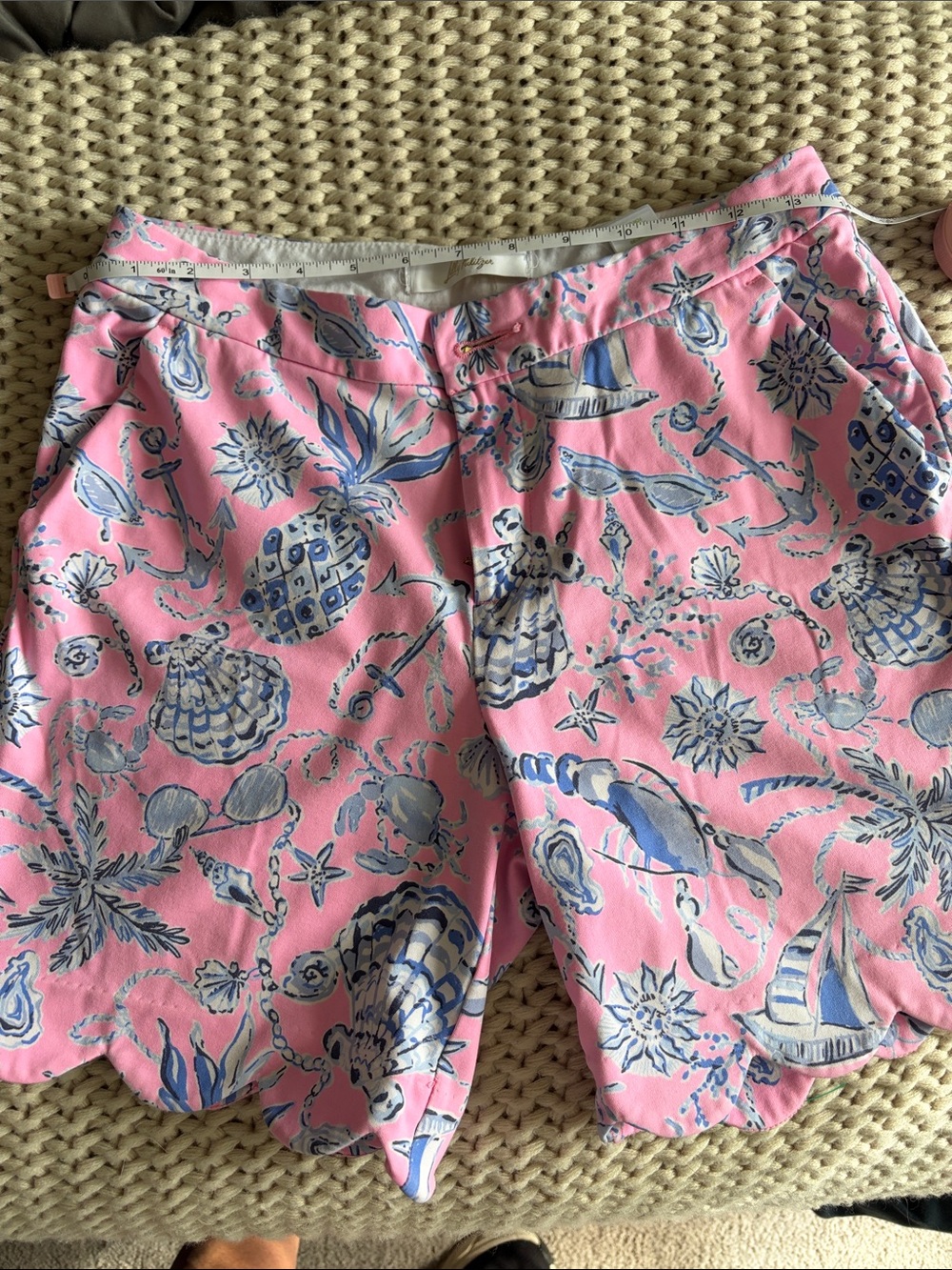 Lilly Pulitzer Pink Nautical Shell & Pineapple Print Scallop Hem Shorts - Darci